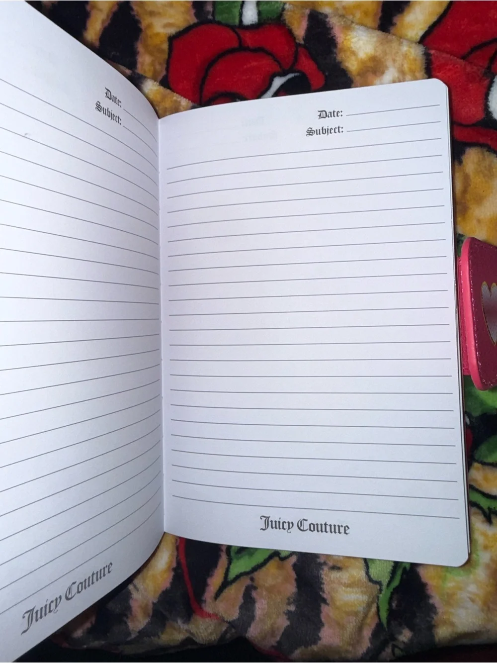 Juicy Couture Pink Heart Notebook with Matching Pink Pen